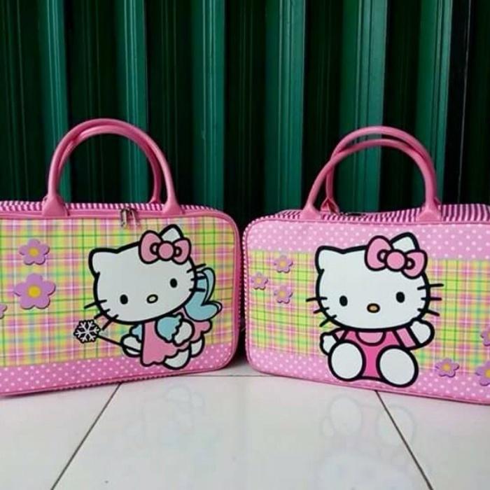 Tas Travel Bag Koper Kanvas Renang Kotak Anak Hello Kitty Tenteng