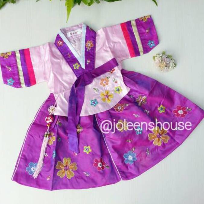 PROMO SALE HANBOK ANAK UNGU KECIL 1- 3 TH / BAJU KOSTUM KOREA ANAK PEREMPUAN FZ001XO