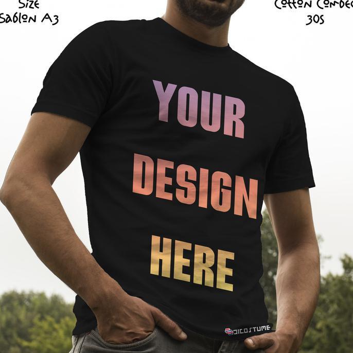 Kaos Satuan Sablon Print Dtg Desain Sendiri A3 Kaos Warna - P6nugd