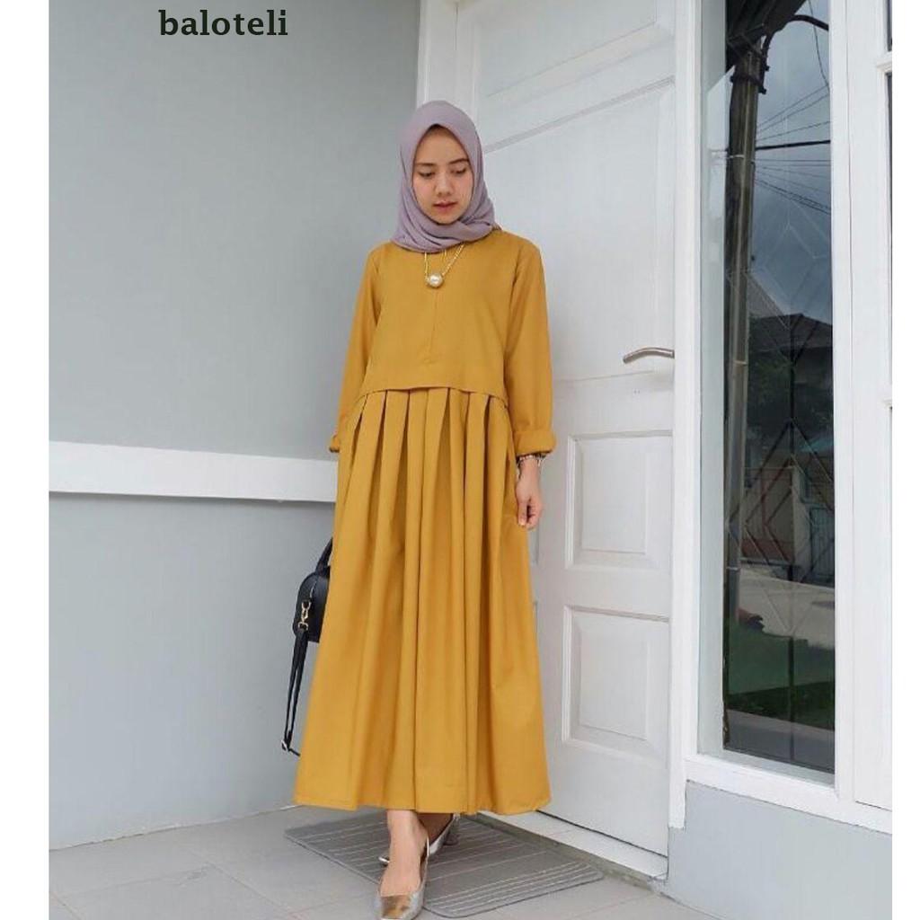 Rania Dress / Gamis Ibu Menyusui / Maxy Fashion Murah Wanita Pakaian Online Grosir Baju HIJAB Yellow