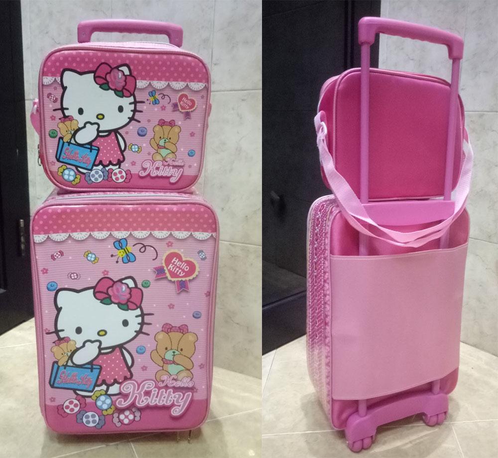 Onlan Hello Kitty Set Koper Lunch Bag Anak Bahan Kain Sponge Tahan Air  New Arrival - Pink