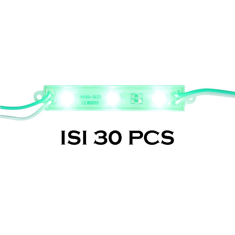 EELIC LAU-5050 -3LED ISI 30 PCS LAMPU LED MODUL 90 MATA STRIP MODULE LED CHIP DC12 VOLT -1.4 WATT PER 1 PCS LAMPU ( 3 MATA STRIP )