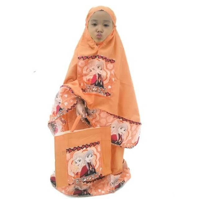 Mukenah anak frozen ukuran M (3-5th) putih