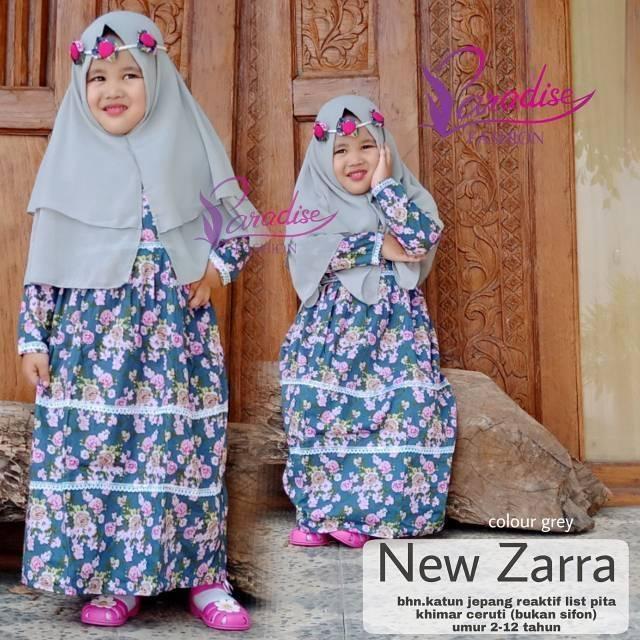Baju gamis anak katun jepang new zarra kids (untuk anak dari usia 1-12th) plus jilbab&free bandana Size M (usia 3-5th)