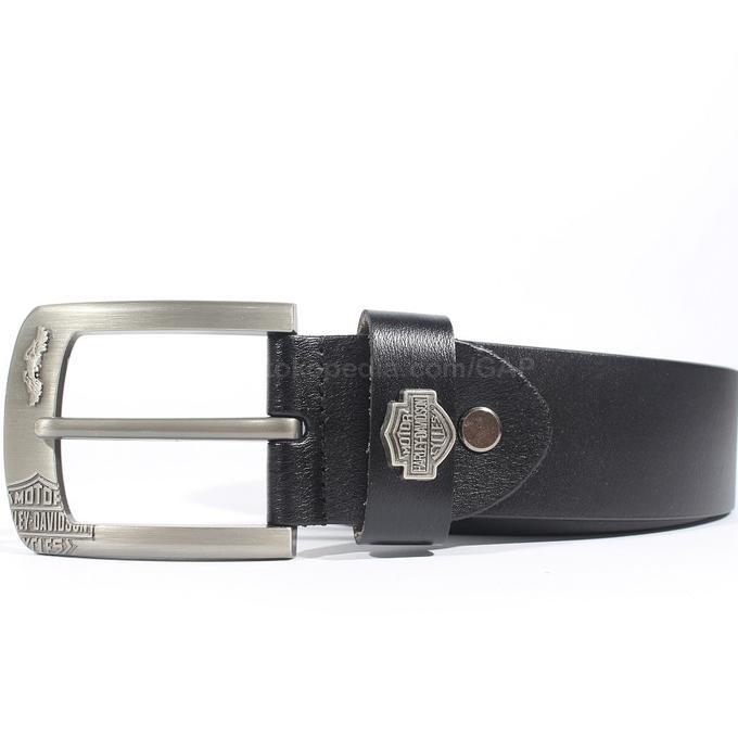 Gesper Ikat Pinggang Kulit Pria Selapis Harley Davidson Hd1 Black - Djfpwjg