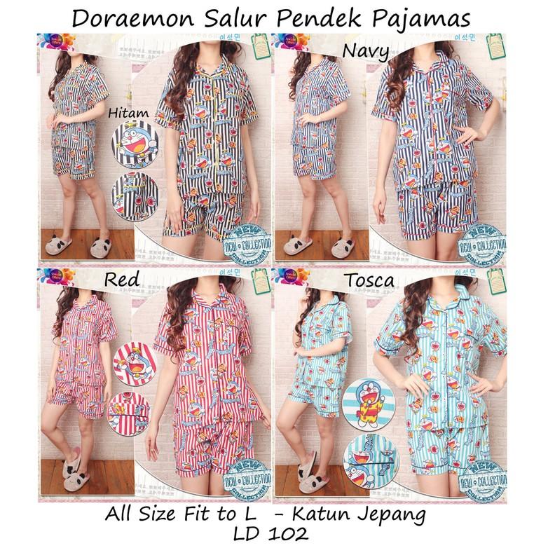 MURAH GRATIS PP DORAEMON SALUR PIYAMA CELANA PENDEK PAKAIAN TIDUR BAJU TIDUR PAJAMA Keren