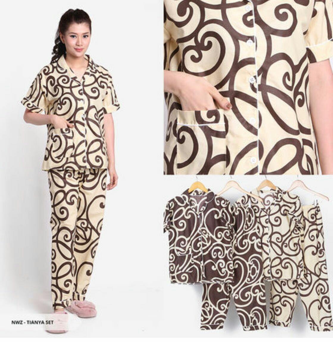 lunashop fashion model baju tidur corak bunga silver pink