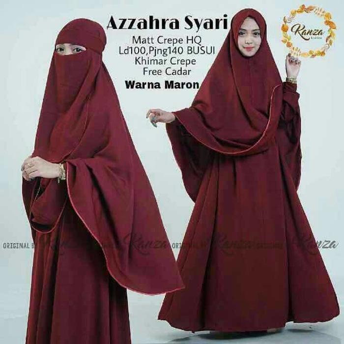 baju muslim azzahra syari busui gamis jilbab khimar cadar marun murah