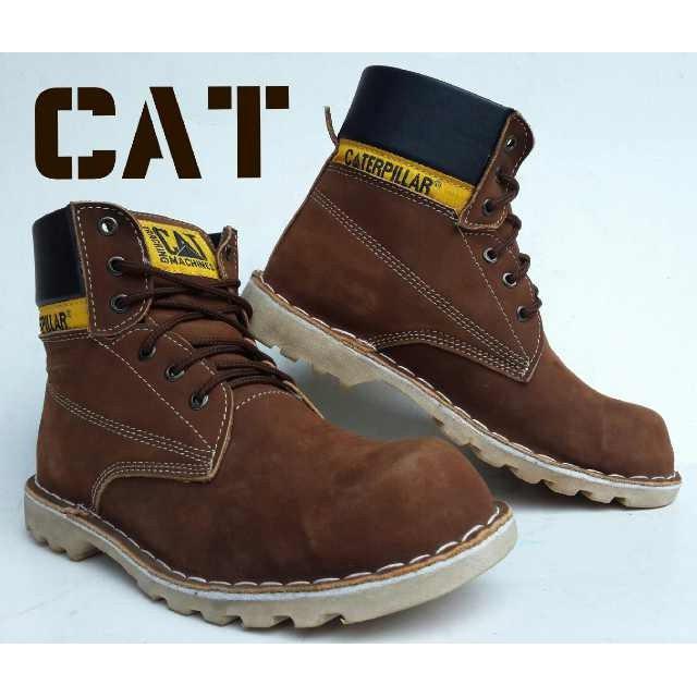 Promo Termurah Sepatu Caterpillar Safety Warna Coklat Bahan Kulit Asli Gratis Ongkir