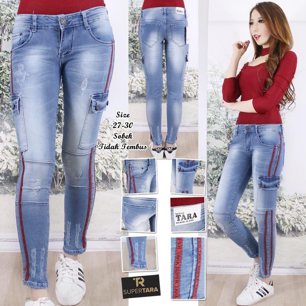 Ola store celana jeans wanita kantong kargo