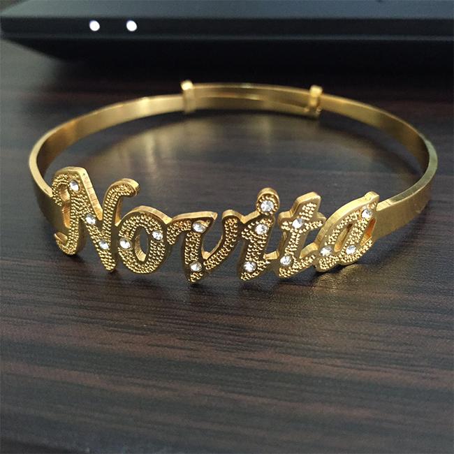 Jual Gelang Nama Gold Lapis Emas 24 Karat Bisa cetak sesuai nama