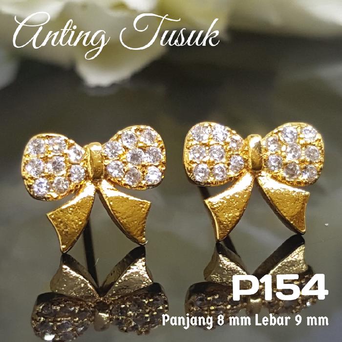 P154 Anting Tusuk Giwang Pita /Set Perhiasan Imitasi Xuping Lapis Emas