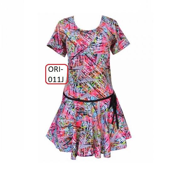 Baju Renang Diving Rok Jumbo Motif Abstrak Pink (TERBARU) - 011J