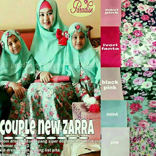 PA gamis COUPLE KATUN JEPANG ZARA mom and kids(Busana muslim murah,gamis anak lucu,baju busui,kaos kids size xl