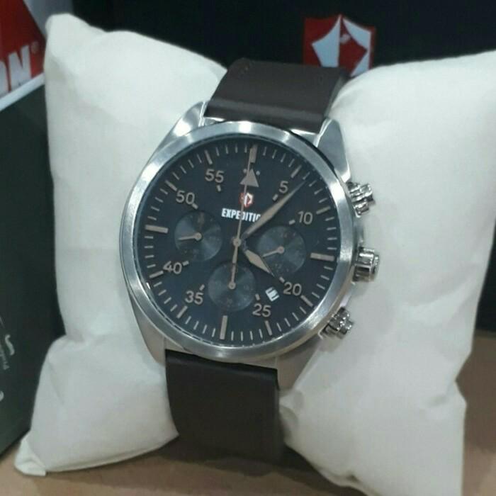 Jam tangan pria/Jam tangan wanita/Jam tangan couple/Jam tangan pria anti air/Jam tangan casio/Jam tangan wanita anti air/Jam tangan pria casio Expedition 6675 ORIGINAL Silver Leather Darkbrown