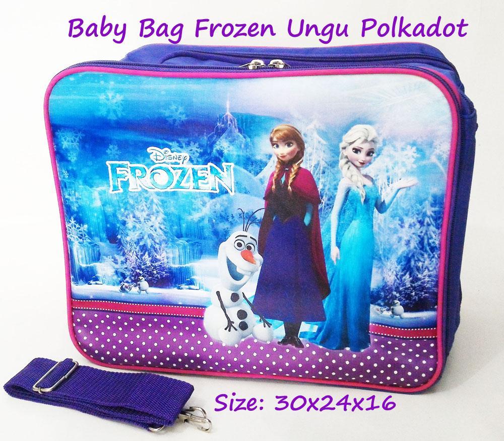 Baby Bag Tas Perlengkapan Bayi Karakter Frozen Polkadot Ungu yang Lucu Bisa Selempang dan Ransel Nyaman Awet