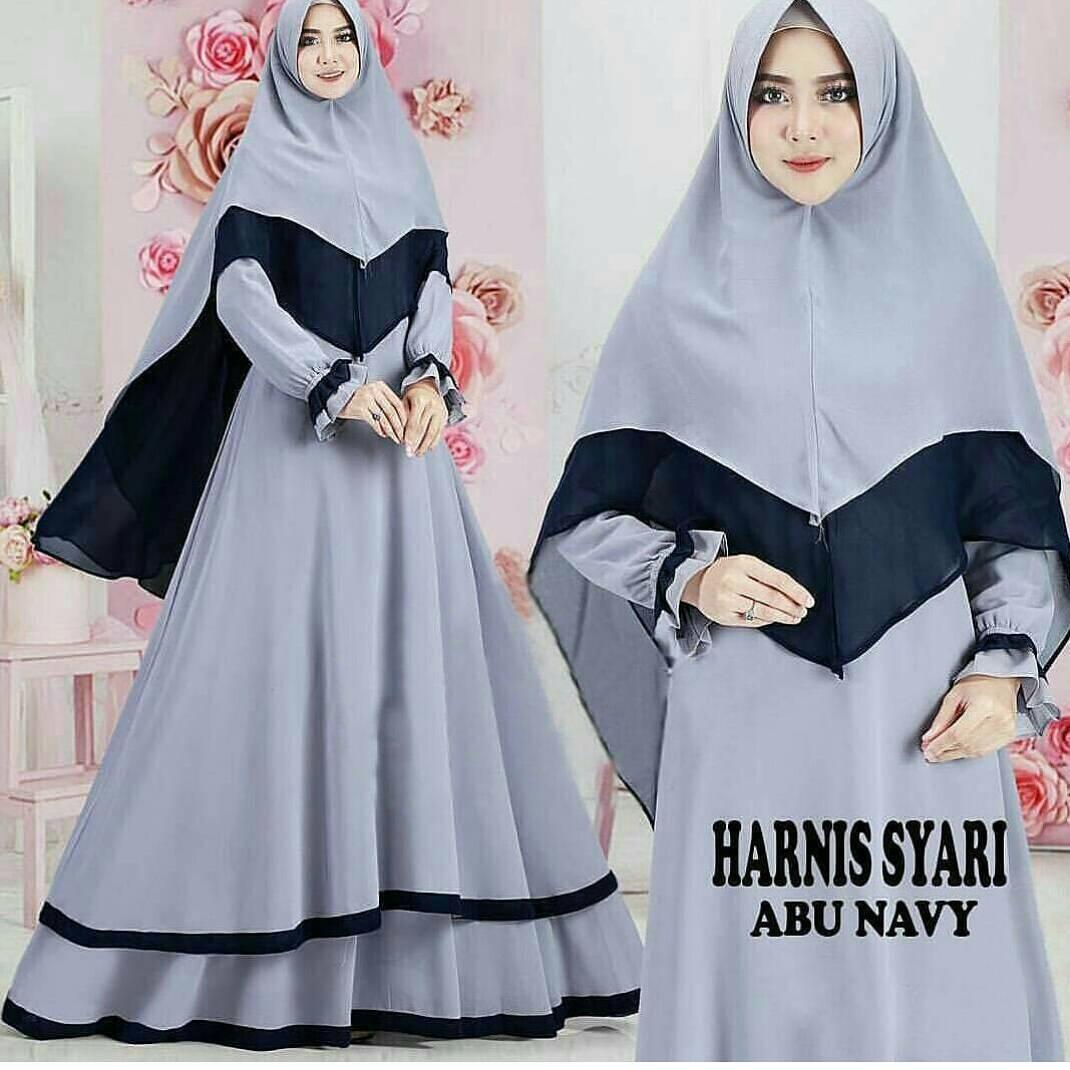 Baju Muslim Original Gamis Harnis Syari Dress Wallycrepe Baju Panjang Muslim Dress Casual Wanita Pakaian Hijab Modern Gamis Modis Trendy Gaun Terbaru 2018