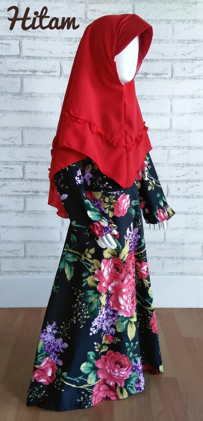 (6T) Baju Muslim Gamis Anak Bahan Katun Motif Bunga Alifa 6 Tahun