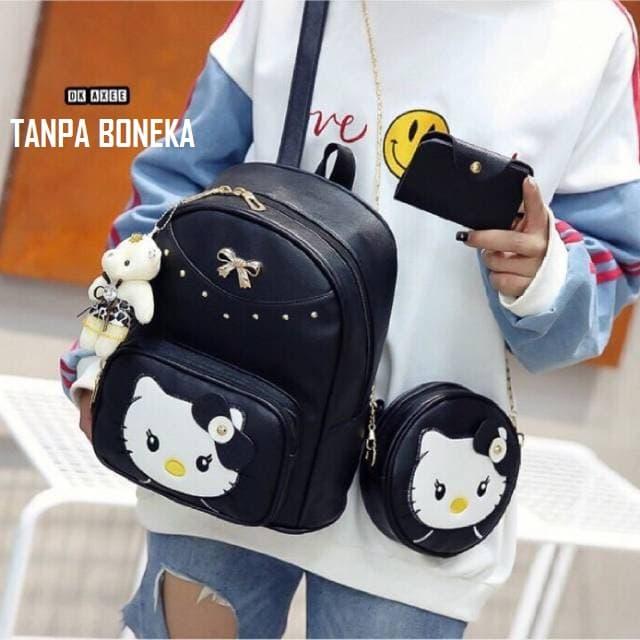 Jual Pusat Grosir Tas Ransel Remaja Anak Sekolah Gaul 3 in 1 Hello Kitty 2 Promo