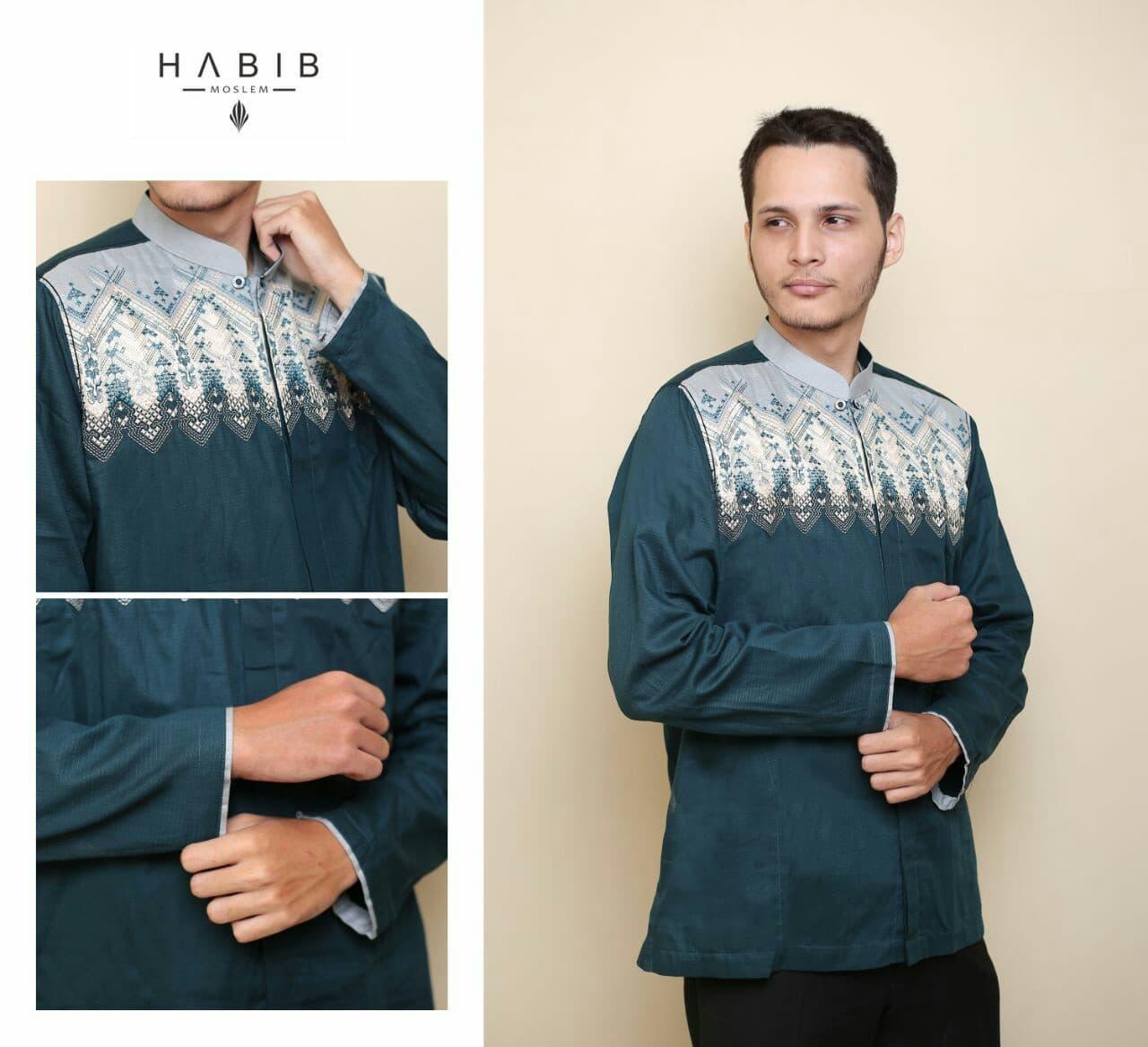 Baju Pria Kemeja Baju Koko Gaul Habib Pendek Hijau Muda