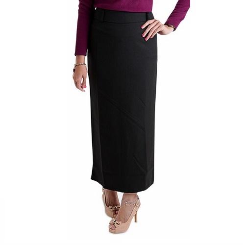 Rok Span Panjang Model Belahan Rempel - Hitam