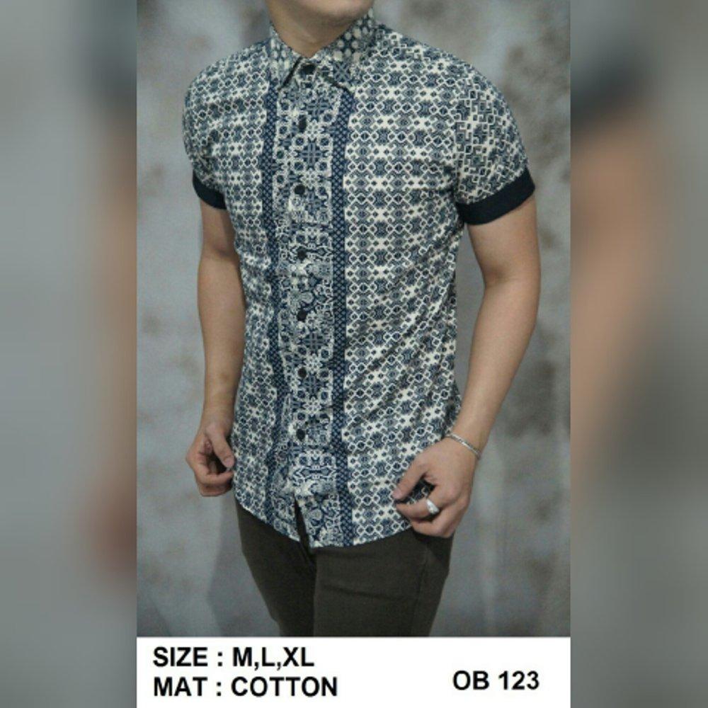 Kemeja Batik SlimFit OB123. ( fashion pria baju batik slimfit modern panjang pendek hem jaket sweater kaos oblong shirt seragam kantor santai pesta celana jeans blazer couple dress pakaian muslim gamis) di lapak New Trendy newtrendy