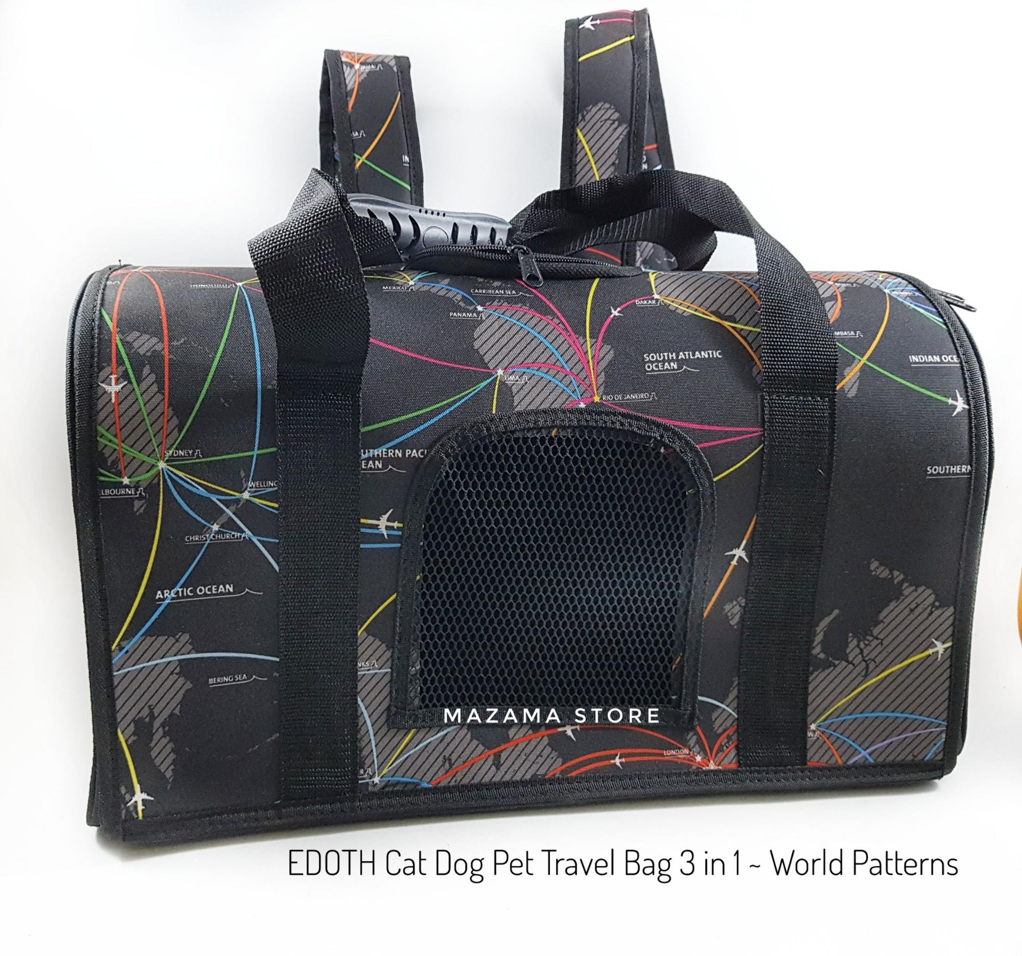 EDOTH Cat Dog 3 in 1 Pet Travel Bag World Patterns / Kandang kucing / Kandang / Kandang Anjing / Kucing / Anjing / Travel Bag Pet / Ransel / Tas Gendong Kucing Anjing / Tas Jingjing Kucing Anjing / Backpack Cat Dog