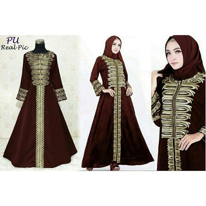 Gamis Kebaya Pesta Wisna Bordir Gold Ori Baju Pesta Abaya Bordir Hitam