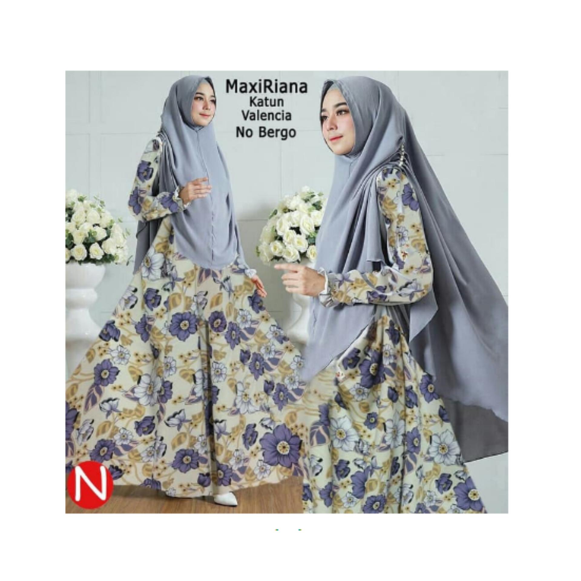 maxi ega abu fashion wanita gamis dres baju muslim