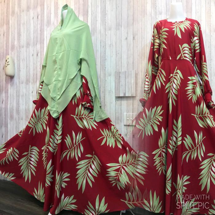 Adzra Diskon!!! Sale!!! Promo Gamis Murah/Gamis wanita/Busana muslim/Gamis syar'i - Asheeqa Dress -Maroon