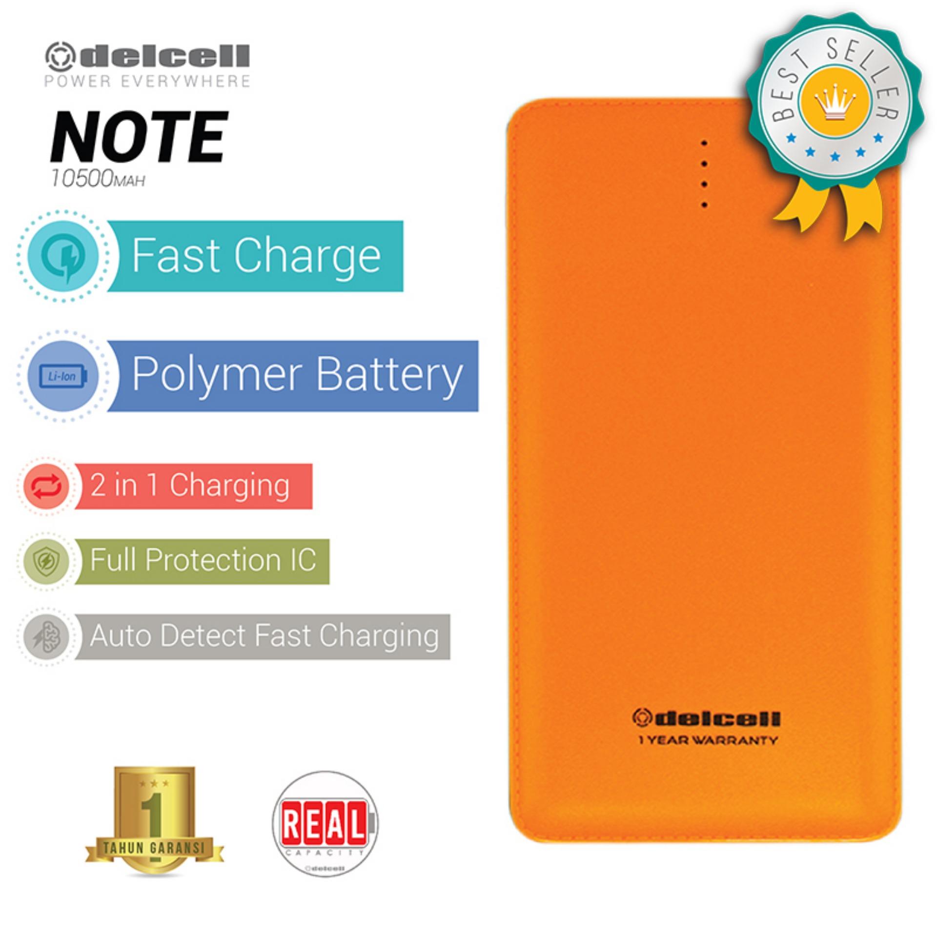 Delcell NOTE Powerbank 10500mAh Real Capacity Fast Charging Polymer Battery - Orange