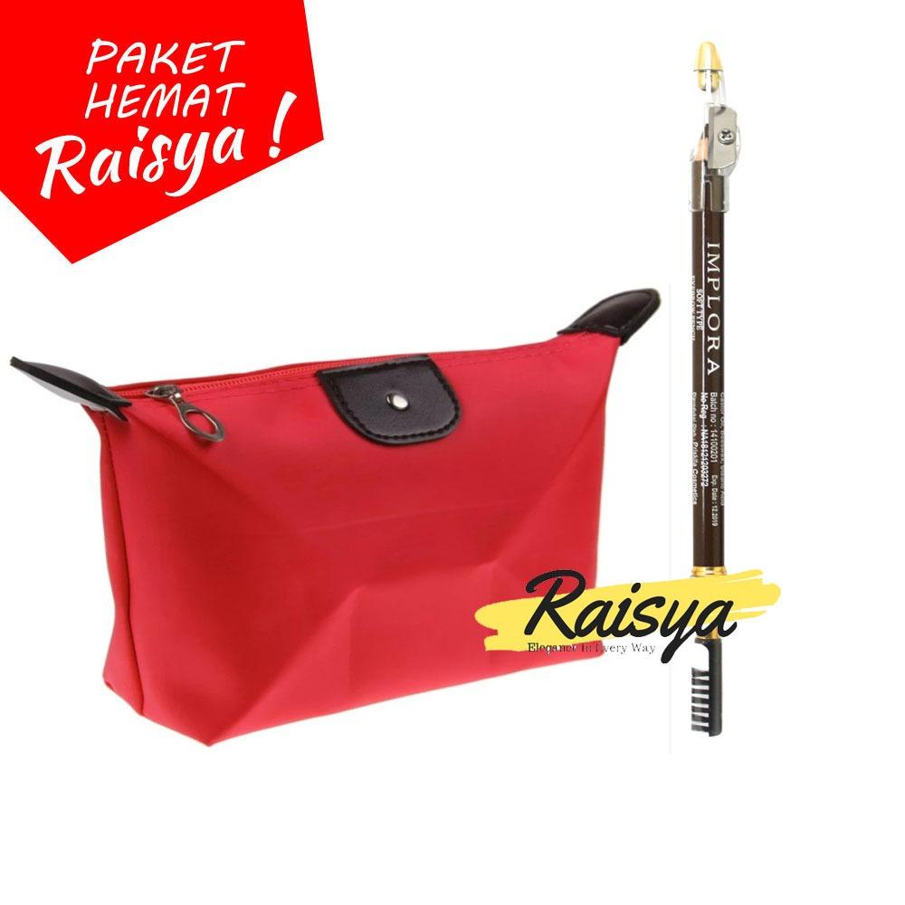 Implora Pensil Alis Dan Raisya Tas Pouch Kosmetik Merah