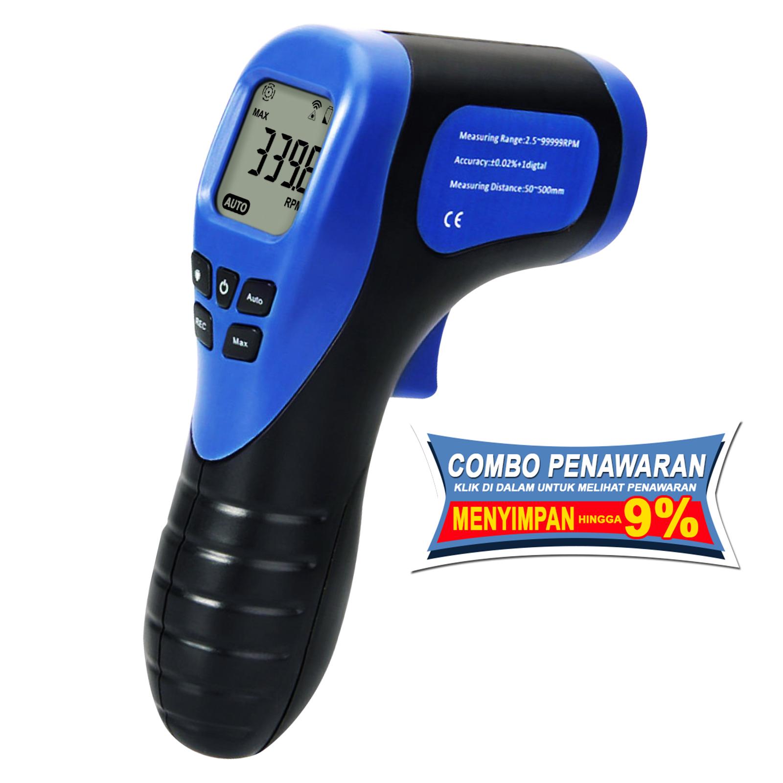 TAC-44 Gain Express Digital Laser Non-Contact Tachometer, Rotational Speed Measuring, 2.5-99999 RPM, Rekam, ± 0,02% + 1 Akresi, Speedometer untuk Mesin Kecil, Pengukur Kecepatan Tach Meter Permukaan - Intl