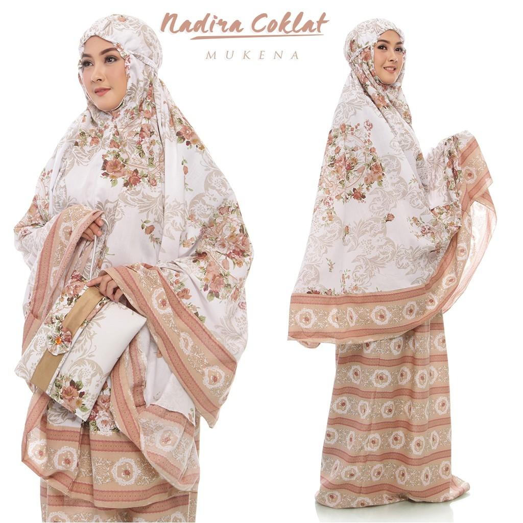 STELAN MUKENA DEWASA RAYON BUNGA NADIRA COKLAT