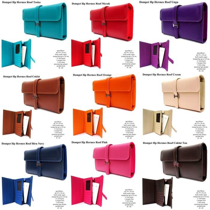 PROMO!!! dompet wanita hpo kulit hermes roof 1hp max 5,8inc - Navy - jICAIJ