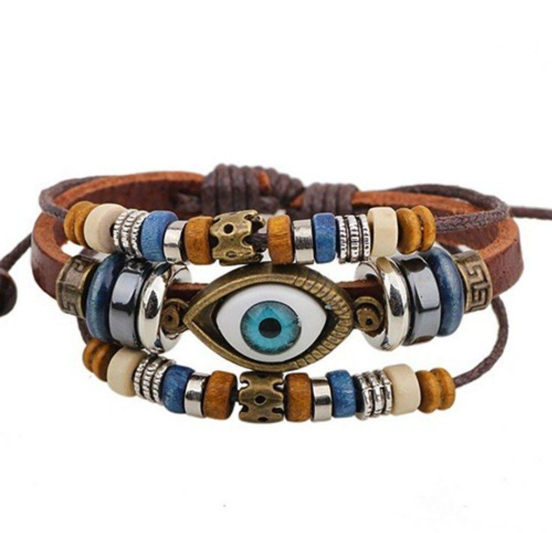 Robagin gelang etnik mata biru pria glx39