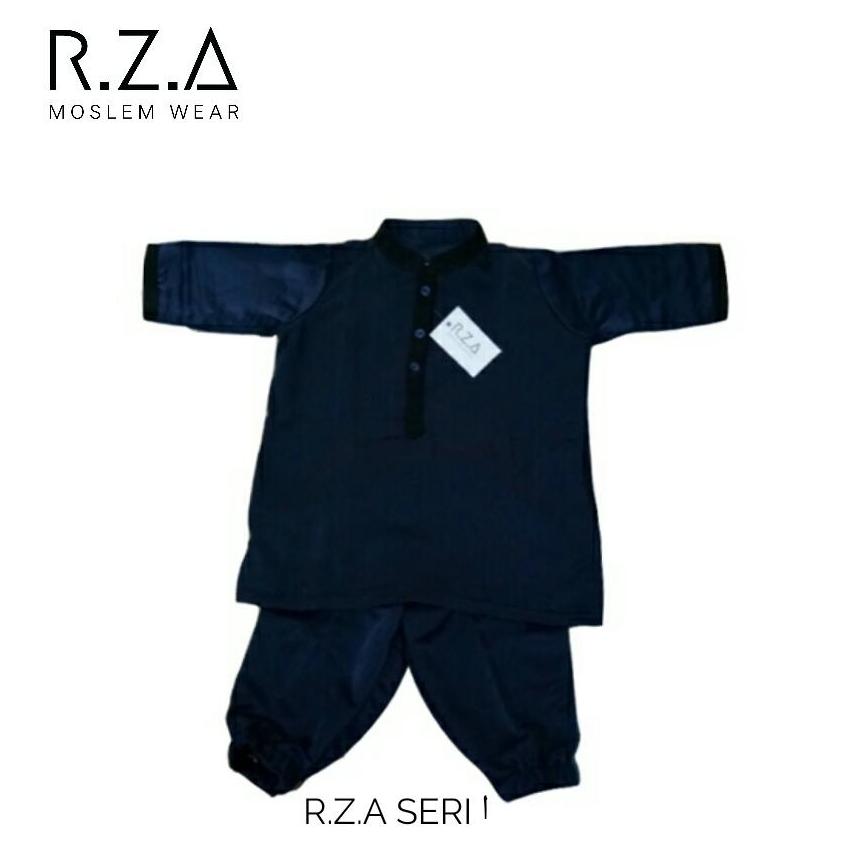 RZA MW Baju Gamis Turki Series ( Alif ) Anak Laki Setelan Baju dan Celana Biru Dongker Navy Kain Premium Dingin Dipakai Pakistan Arab Koko Jubah Anak Syari Syari Ganteng Tidak Isbal