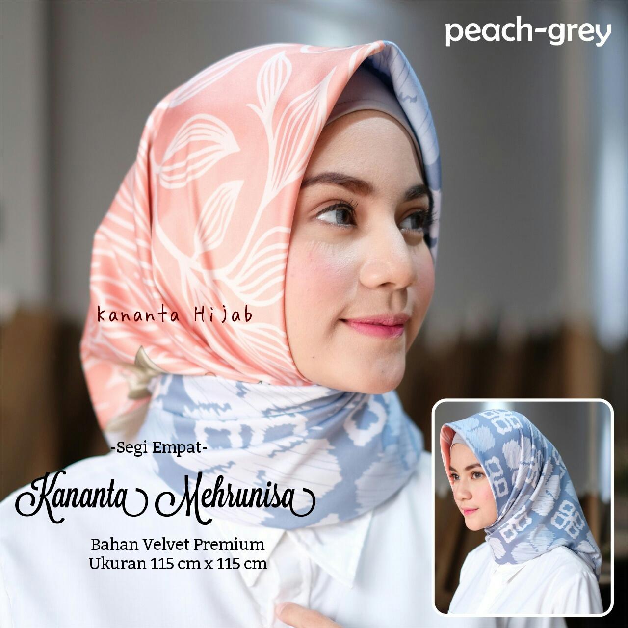 Kananta Hijab Segi Empat Motif / Jilbab Segi Empat Motif / Kerudung Segi Empat Motif / KANANTA MEHRUNISA / Bahan Kain Velvet Premium