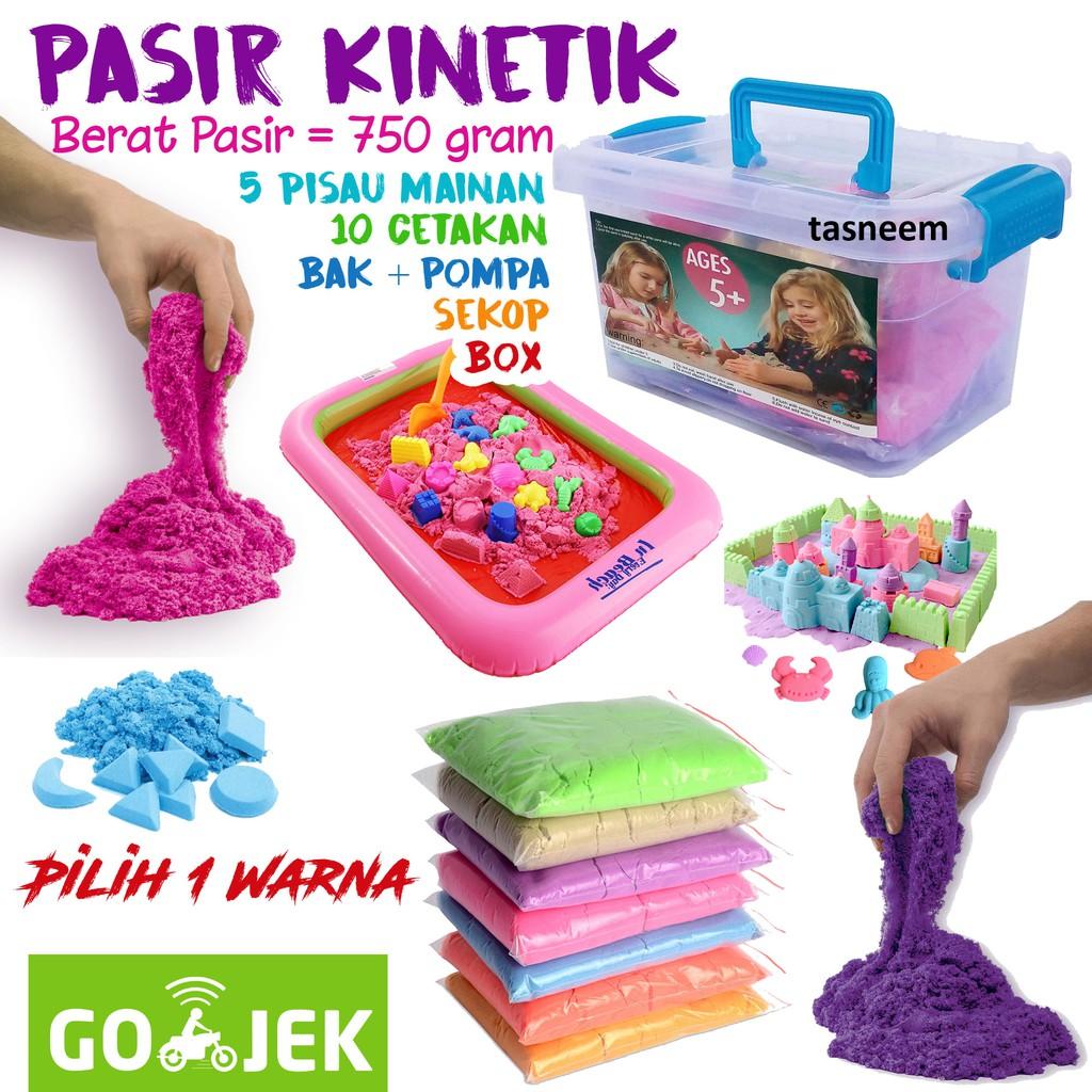 Mainan Anak VP760 Pasir Kinetik 750 Gram Box Cetakan Pisau Bak Pompa Sekop Sand