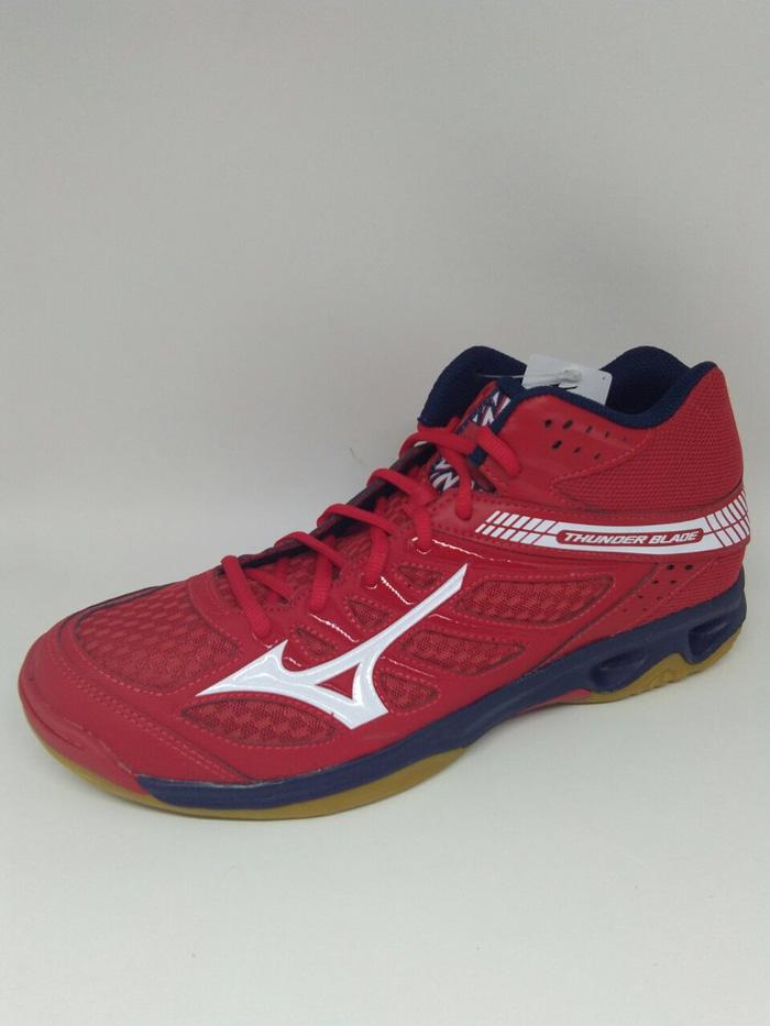 Sepatu volley mizuno original Thunderblade MID mars red/white new 2018 - piHH8G