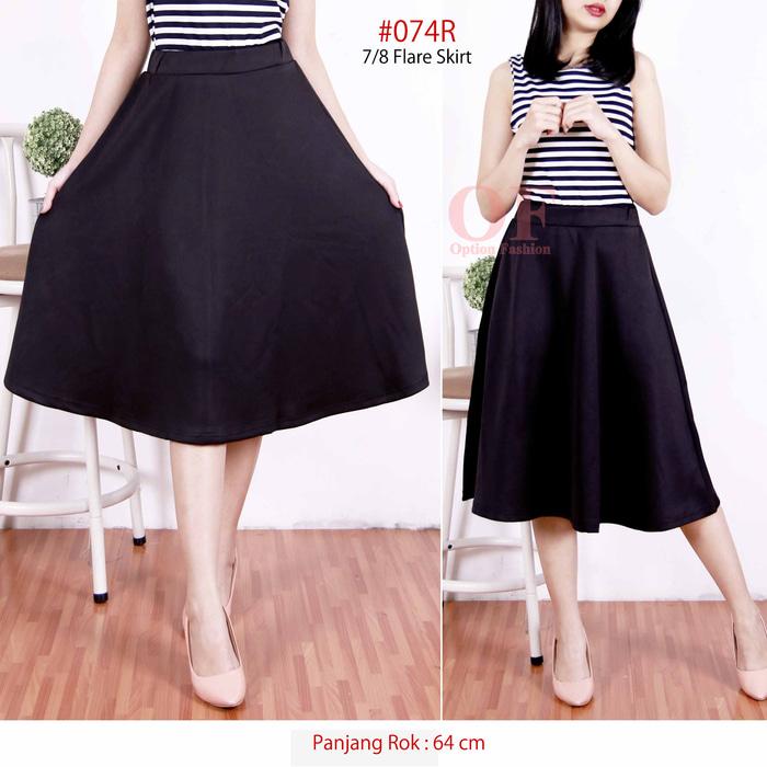 Rok Flare 7/8 Bahan Scuba Khusus Hitam