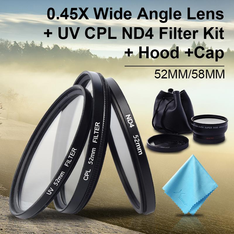 52MM 0.45x Wide Angle + lens Filter Kit for NIKON D5200 D3000 D7100 D7000 LF412