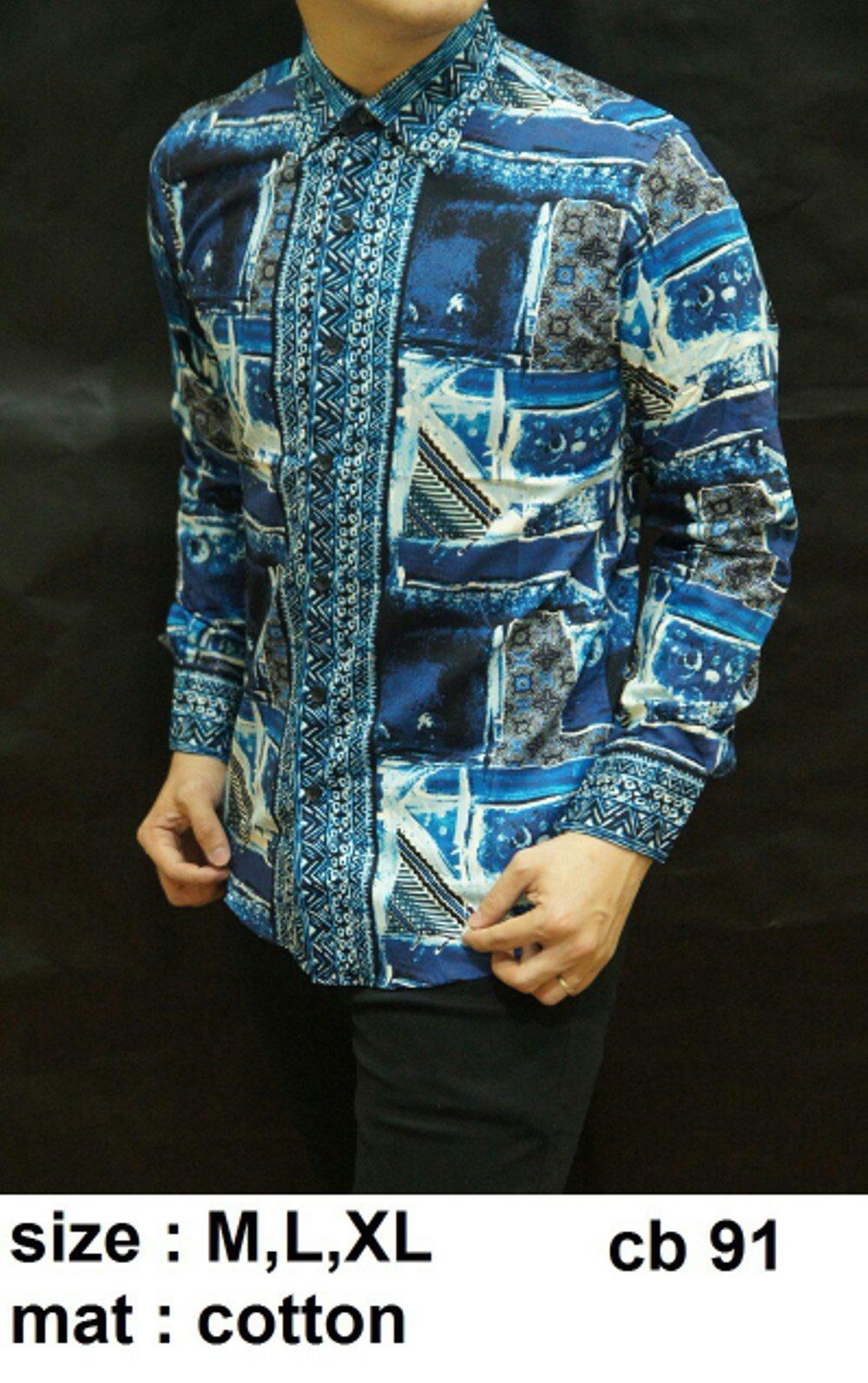Baju Kemeja Batik Slim Fit High Quality - CB91 (fashion pria kaos oblong tshirt jaket celana jeans pendek panjang santai pesta kantor seragam blazer hem couple dress sweater pakaian muslim) di lapak New Trendy newtrendy