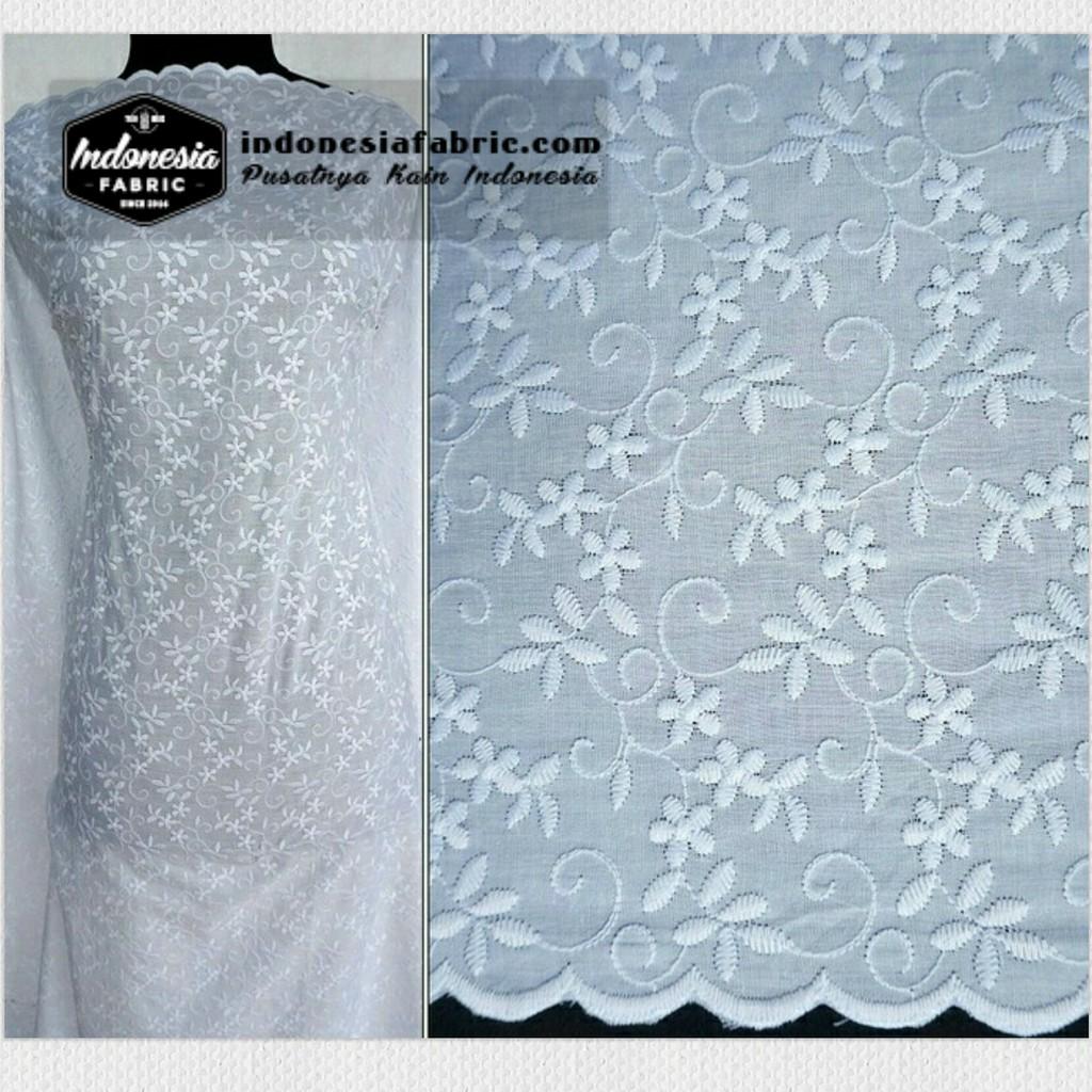 Kain Bahan Mukena ddan Gamis Kain Katun Bordir lebar 150 - Sofia ( per 1 mtr)