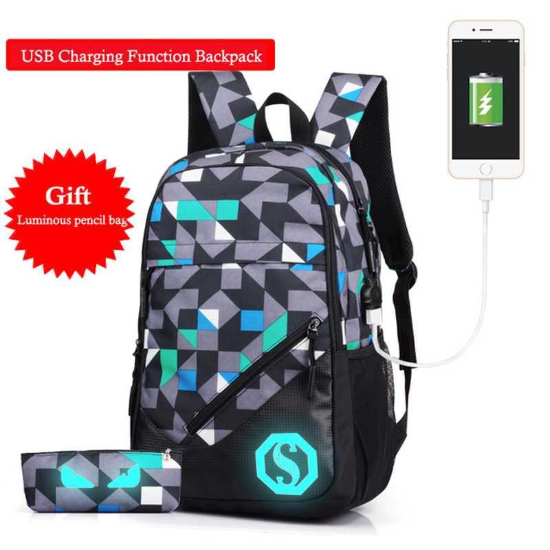 Tas pria selempang/Tas pria import/Tas pria ransel/Tas pria laptop/Tas pria eiger/Tas pria distro/Tas pria keren/Tas pria kecil/Tas pria murah Tas Ransel Luminous dengan USB Charger Port