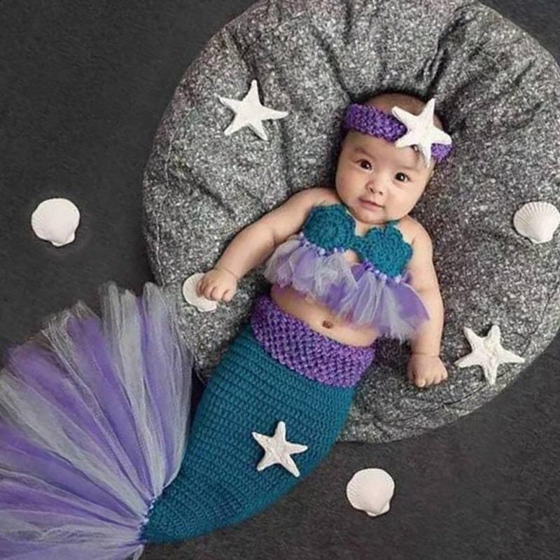 Dress mermaid Baju Putri duyung untuk anak baru lahir untuk Foto taking