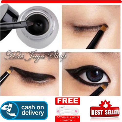 HOKI COD - Eyeliner Gel Black - Gratis Aplicator Kuas + Gratis Cetak Alis CAntik - Premium