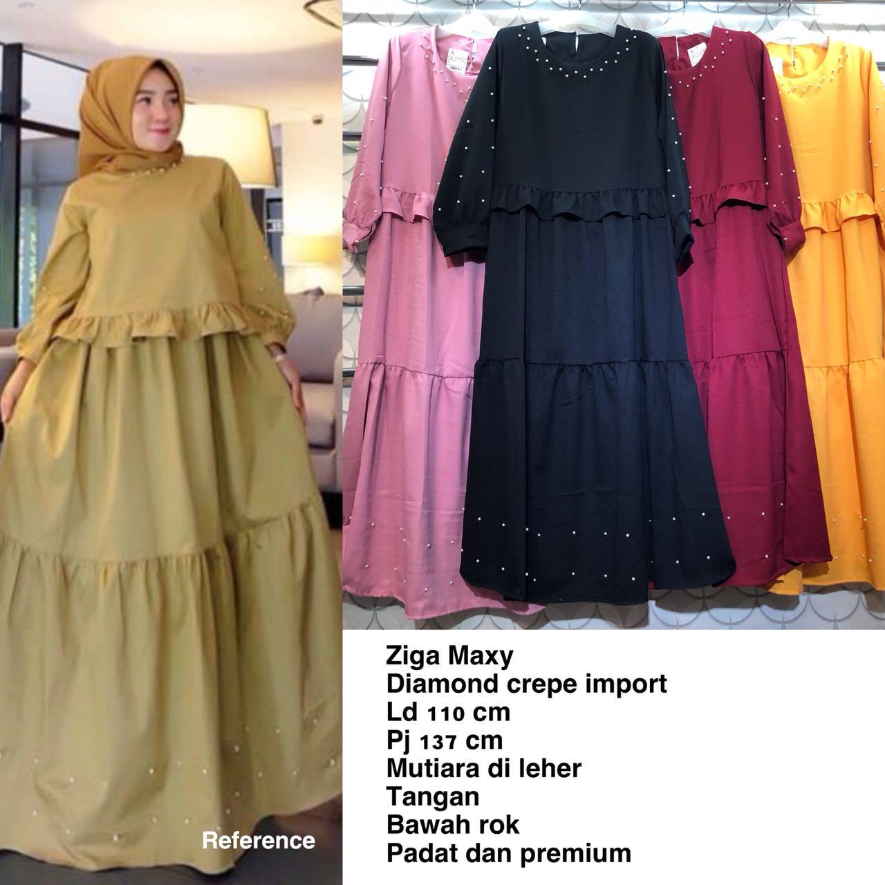 Gamis Wanita Diamond Crepe Import Variasi Mutiara / Ziga Maxy / Baju Muslim Wanita / Gamis Trendy / Gamis Busui / Gamis Murah