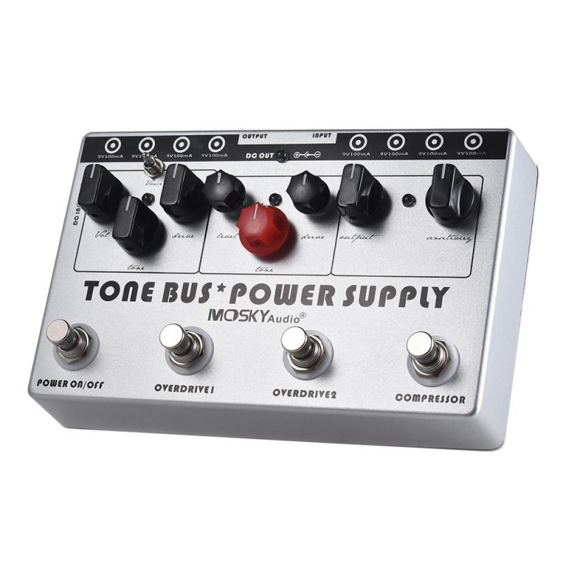 MOSKY Electric Guitar Combined Effect 3 Effects (Compressor + Tube Overdrive + Ultimate Overdrive) + 8 Isolated DC 9V Power Supply Outputs
