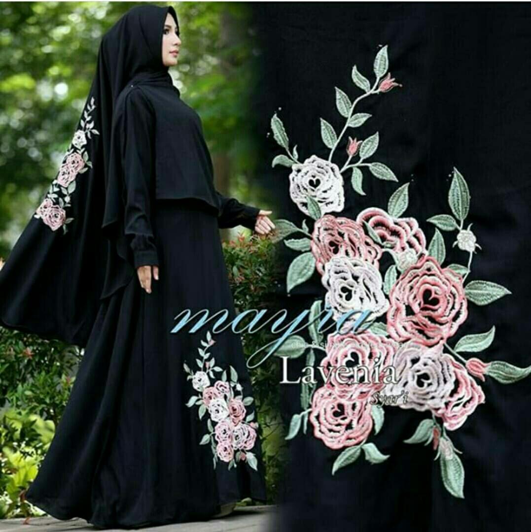 lunashop fashion Baju gamis kimmy warna hitam tanpa hijab bisa untuk menyusui model terbaru dan terlaris